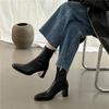 High Heel Skinny Boots Fairy Fairy 2024 New Thick Heel Cigarette Boots Internet Celebrity Fashion Chelsea Short Boots