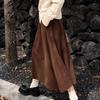 Autumn Winter Women's Plus Size Retro Corduroy Midi Skirt Loose Slim-Fitting A-Line Umbrella Skirt