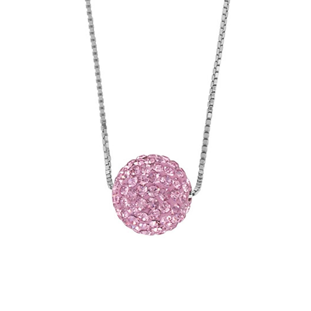 Les Trésors De Lily [R6052] - Handmade Silver Necklace 'Sissi' Pink Silver Rhodium Plated (crystal) - 12 Mm