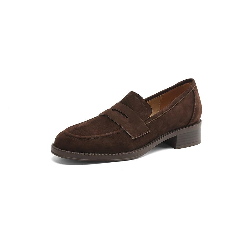 Fashion 2025 Spring New Casual Women Thick Low Heels Shoes Suede Commute Retro Office Pumps Quality Comfort Spring New Pumps Loafers