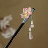 Handmade Flower Hair Sticks Chinese Style Party Hair Bun Decorative Wooden Hairpin  for Women Girls