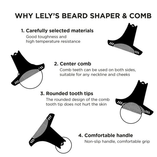 Men Beard Comb 6-In-1 Beard Shaper Moustache Styling Template Beard Trimmer Guide Shaping Salon Tools Barber Accessories