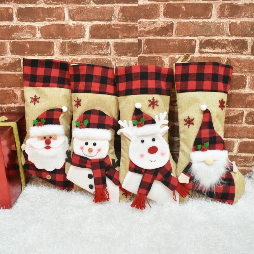 Hanging Christmas Gift Socks Large Size Xmas Gift Bag Navidad Christmas Stocking  Christmas Decor