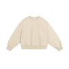Growth Freestyle Solid Color Long Sleeve Crew Neck Pullover Women Tops Light-Cream-Brown AWDT266-2