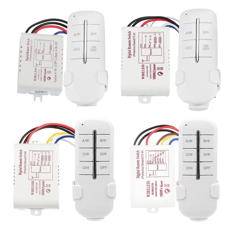 1/2/3/4 Ways ON/OFF AC180‑ 240V 1000W Wireless Receiver Lamp Light RF Remote Control Switch