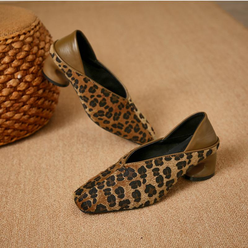 Leopard Women Mid Heels Shoes Spring Casual Fashion Sandals Dress Woman Pumps 2025 Designer Trend Walking Cozy Female Zapatillas