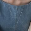 (92.5 Silver) Claire Cross Pendant Long Necklace Nz2487