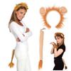 Party Masquerade Animal Costume Lion Headband Set with Ears and Tail Headband Cosplsy Costume