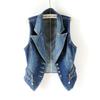 Denim Vest Women Clothes  New Vintage Hole Sleeveless Jean Waistcoat Short Jacket Female Outerwear