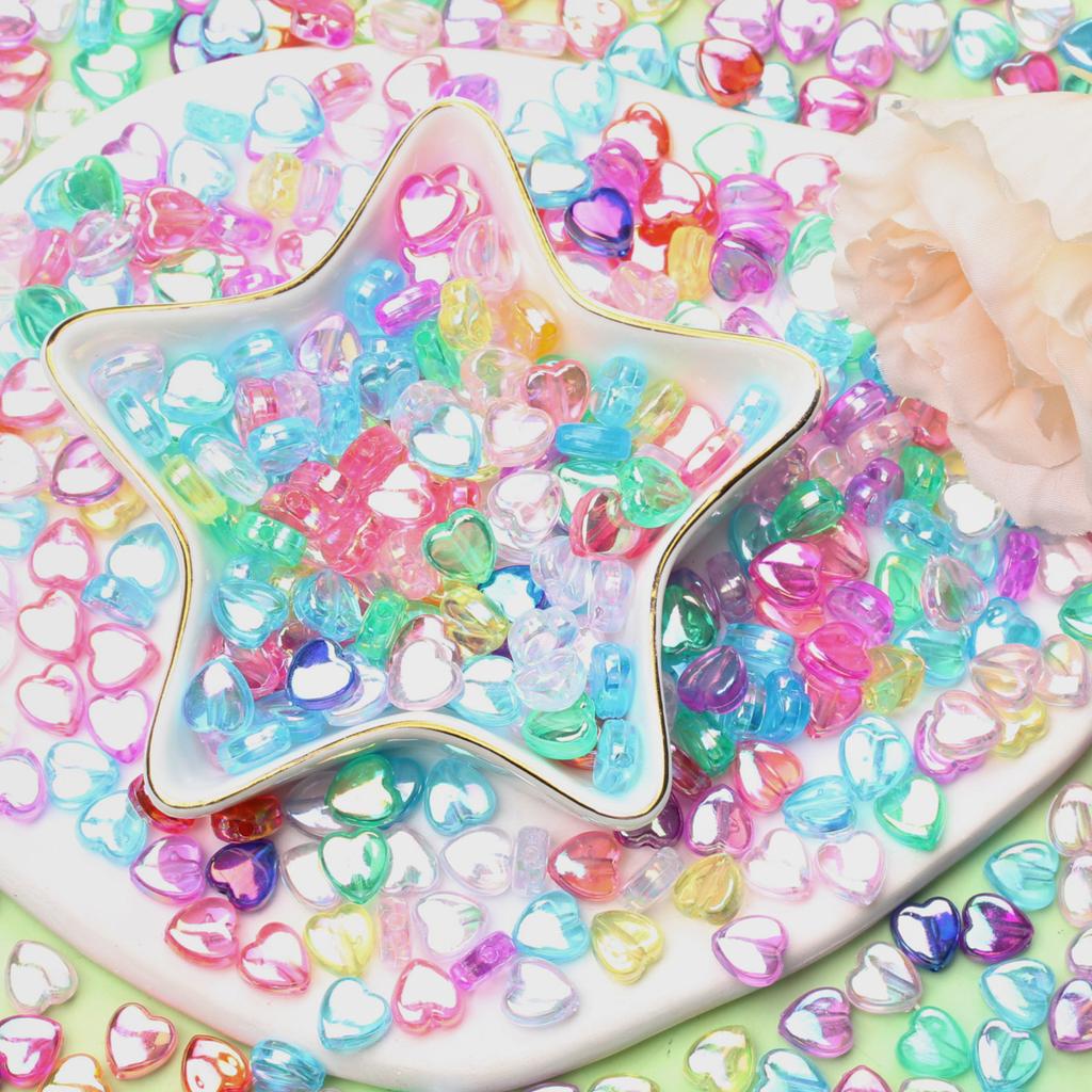 Earrings DIY Acrylic Bracelet Necklace 150Pcs Loose Beads Beads 8.5*9mm For Jewelry Making Heart Shape Charms Accessories
