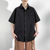 Retro Minimalist Work Shirt Male Student Loose Solid Color Oversized Top