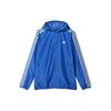 Classic Triple Stripe Logo Print Hooded Jacket Men Outerwear Blue AY3784