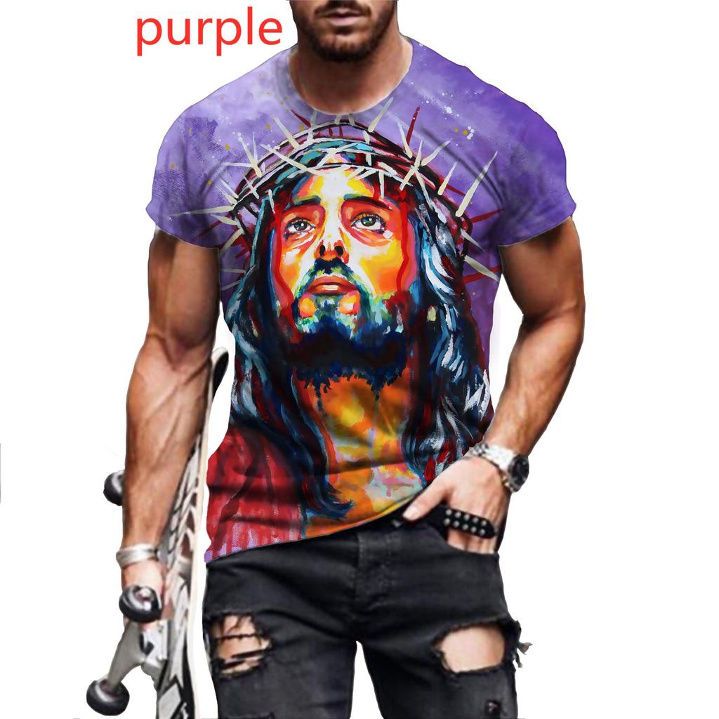 Men's Fashion Printed T-Shirt Jesus Faith T Shirt Casual Fashion Short Sleeve Christ Jesus Tees