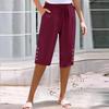 Women's Fashionable Solid Color Drawstring Pocket Casual Cropped Pants