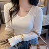 Spring and Autumn U-neck Modal Inner Tops for Women, Large Size, Slim, Long-sleeved, High-end Bottoming Shirts That Can Be Worn Outside