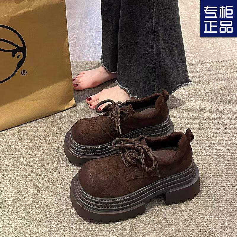 Retro British Style Big Head Shoes Loafers Women's 2025 Spring and Autumn New Versatile Lace-up Fashion Trendy Platform Single Shoes Women