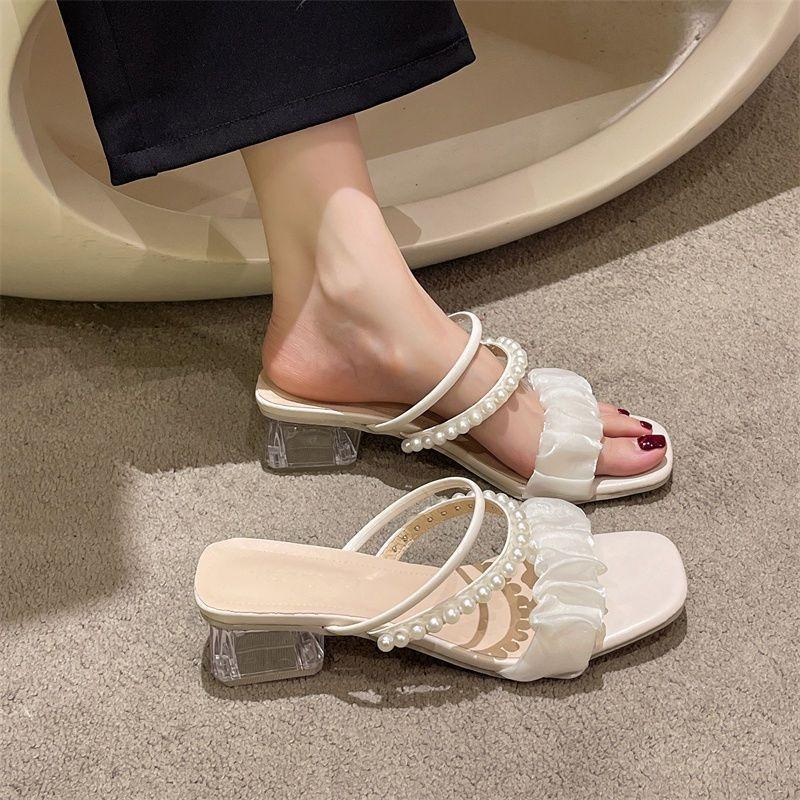 Sandals Women's Shoes New Styles Chunky Heel High Heels Slippers