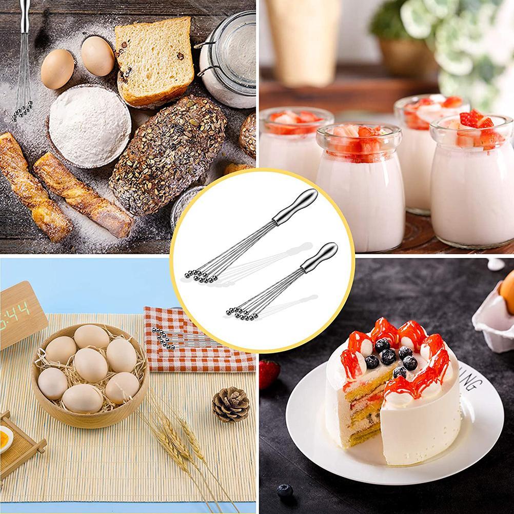 2 Pcs Mini Whisk Mixer Stainless Steel Balls 10 Inch and 12 Inch Whisk Manual Whisk Mixer