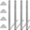 4 Height-adjustable Table Legs 870 Mm Brushed Nickel