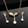 Fine Gold Plated Pearl Drop Austrian Crystal Necklace Set for Women/Girls
