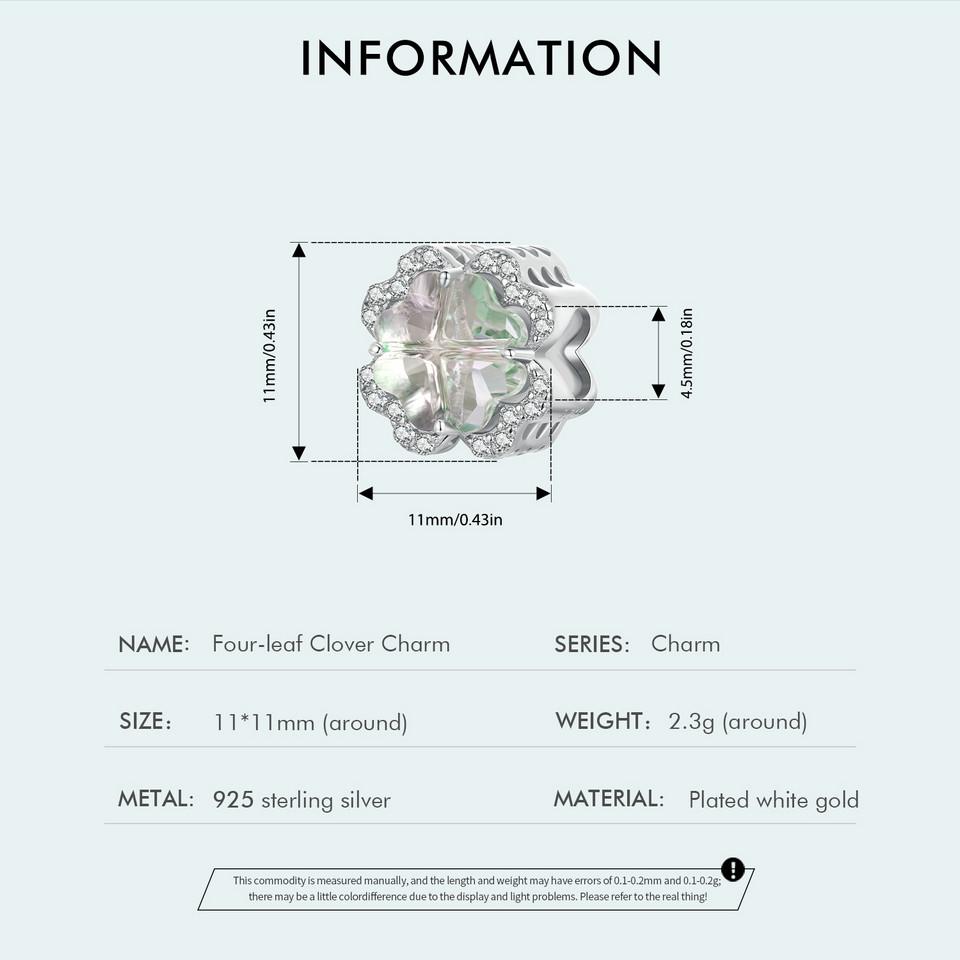 Bamoer Шарм-бусина из стерлингового серебра 925 пробы с четырьмя лепестками клевера для женщин, изготовление ювелирных изделий, подвеска из стерлингового серебра 925 пробы для оригинального браслета