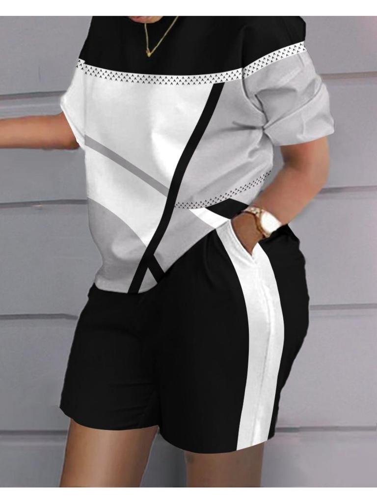 Summer Popular 3d Printed T-shirt+Shorts 2 Piece Sets Fashion Casual Womens Short Suit Soft Jogging Tracksuit Trend Outfits Clothing