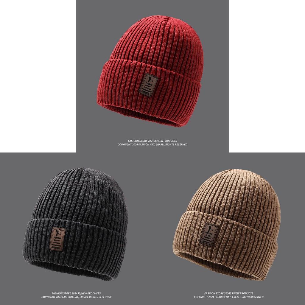 Beanie Knitted Thick Hat Winter Warmth Unisex Cap Windproof Gift Solid Color