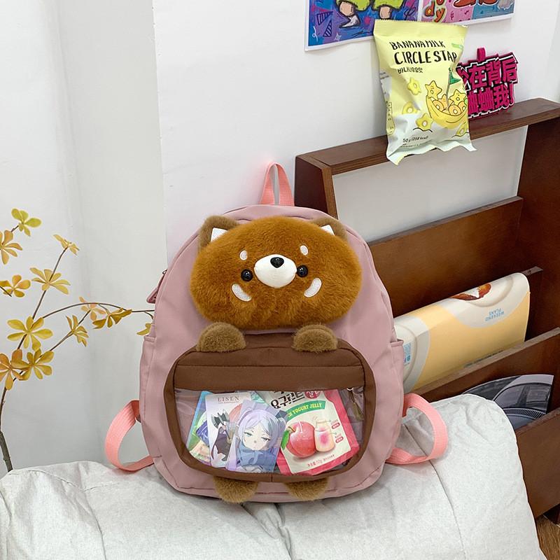 Plush Little Raccoon Cartoon Backpack With Large Capacity For Use Students