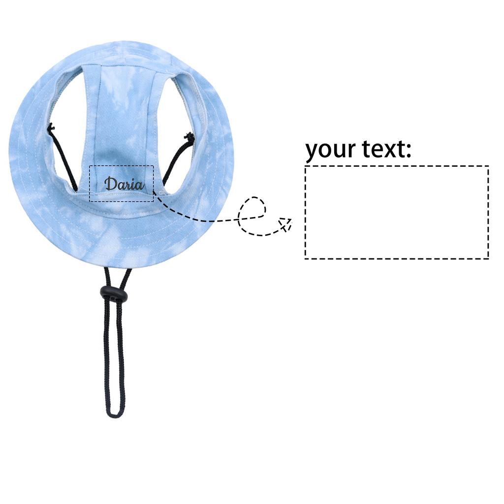 Персонализированная вышивка на заказ Питомец - линяющий Открытые уши Регулируемая веревочная пряжка Панама Кошка Собака Солнечная шляпа Маленькая собака Солнечная шляпа