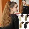 Curly Long Ponytail Synthetic Hairpiece Wrap On Clip Hair Extensions Ombre Brown Pony Tail Blonde Hair