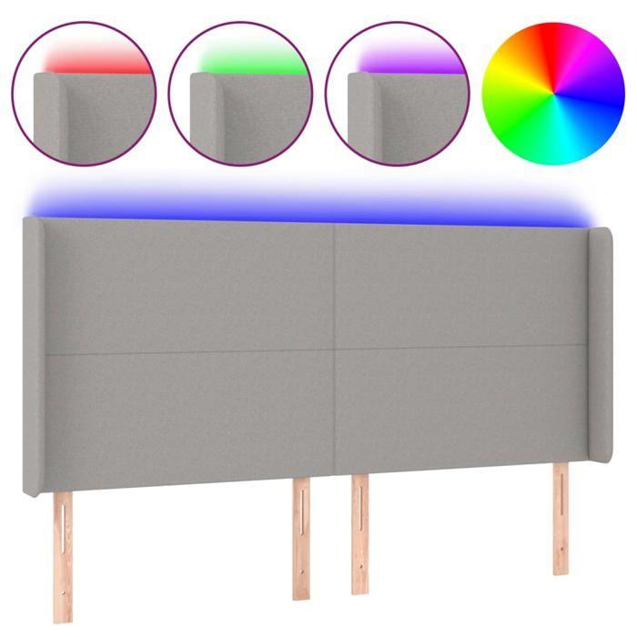 VidaXL LED Headboard Bedroom Furniture Double Bed Accessory Head of Bed Frame Interior Light Grey 3123790