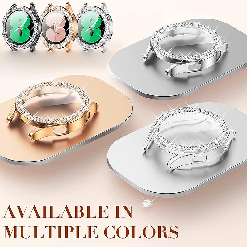 Case for Samsung Galaxy Watch 4 Case 40mm 44mm Accessories Bling Fashion Two Rows Diamond Bumper Samsung Galaxy Watch 5 Protector Cover