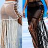 Beach Wrap Solid Breathable Tassle Design Crochet Mesh Charming Beach Cover Up for Outdoor
