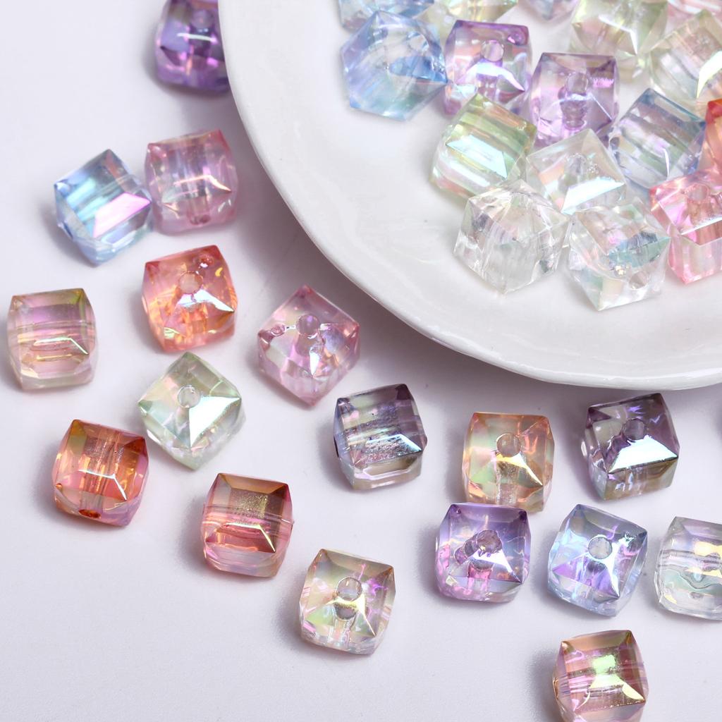 Crafts Beads for Jewelry Making Loose Earrings Bracelet Pendants 8mm DIY Part Resin Czech Crystal Cube Square Faceted 20pcs/bag UV Plated