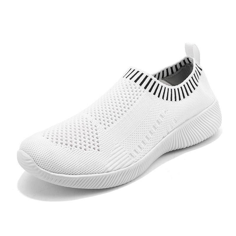Breathable Mesh Fly-woven Women's Shoes New Fashion Lazy Shoes Low-top Foot-fitting Casual Shoes