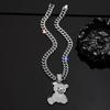 Rhinestone Pendant Necklace Bear Shape Bling Bling Necklaces New Hip Hop Necklace  For Men Women