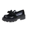 Fashion Bow Loafer Shoes Women 2024 Spring and Autumn New Thick Sole Mid-heel Lazy British Style Retro Small Leather Shoes