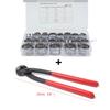 42PCS Single Ear Stainless Steel Car Hydraulic Hose Clamps O-Clips Pipe Fuel Air Pipe Clamp with Pliers Tool