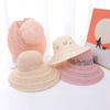 Grass Hat Women's Summer Sunshade Hat Sun Protection Beach Hat Travel Bow Duck Tongue Sun Hat