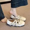 Retro Bow Cross Strap Mary Jane Shoes Women's 2025 Spring and Summer New Shallow Rivet Ballet Flat Shoes