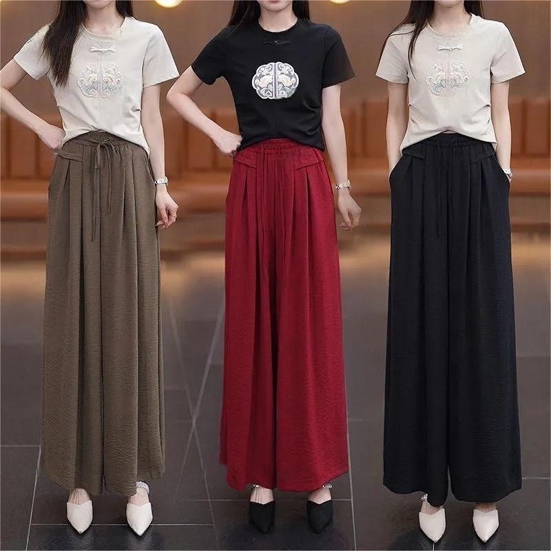 2024 Women's High-Waist Wide-Leg Drape Skirt Pants - Slim, Stylish, and Casual Summer Trousers