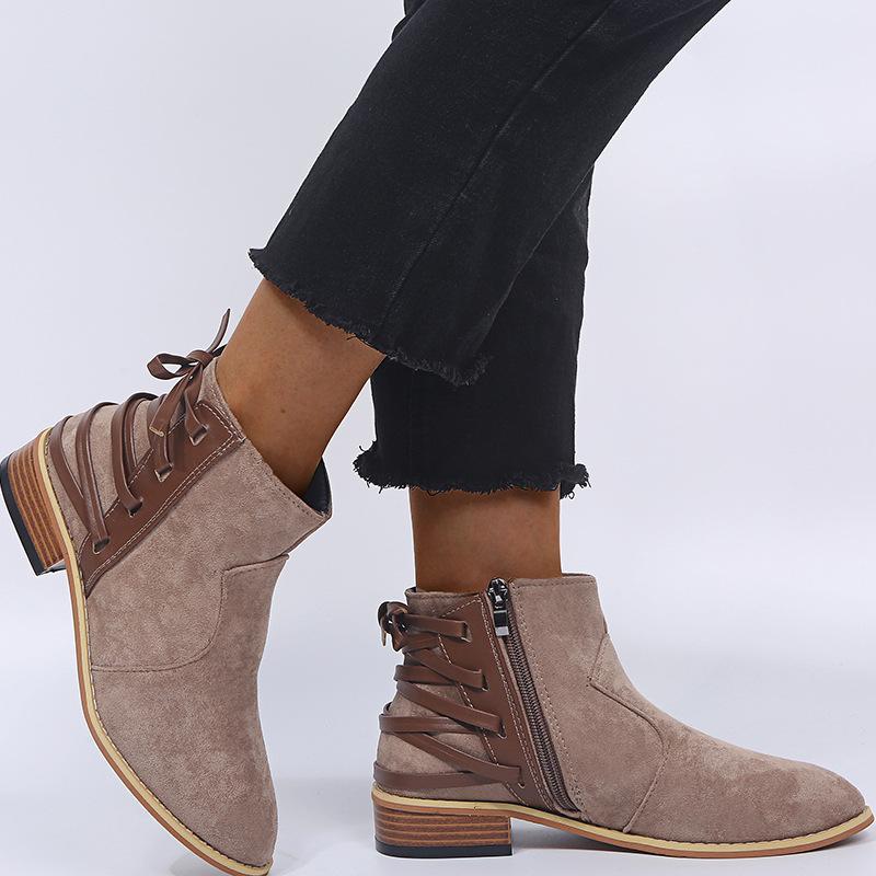 Suede Women Boots Spring Autumn Ankle Boots Ladies Leopard Wedges Boots Slip-on Pointed Toe Solid 25 Boot Woman Casual Shoes