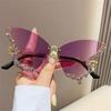 Eyewear Diamond Ladies Shades Bling Sun Glasses Butterfly Sunglasses Purple Sunglasses for Women