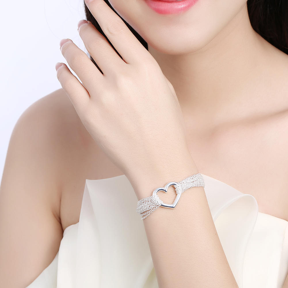 Jewelrytop 925 Sterling Silver Jewelry Sets Chain Heart Necklace Bracelet Rings Set For Women Wedding Original Designer Gifts