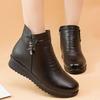 Winter Leather Boots for Mature Women Warm Cotton Shoes with Soft Non-Slip Thick Velvet-Lined Flat Ankle Boots  Women's Shoes