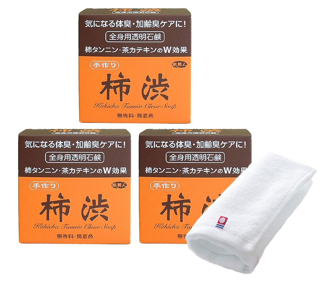Azuma Shoji Price with Imabari Persimmon Tannin Transparent Soap 100g 3 Piece Kneaded Soap Contains Persimmon Tannins and Tea Catechins Cares for Body