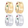 1 Pair Huggie Earrings Multi-shaped Colorful Rhinestone Polished Metal U-Shaped Lightweight Ear