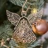 Wooden Angel Christmas Ornaments Rustic Angel Hanging Ornament with Hollow Design
