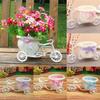 Tricycle Flower Basket Imitation Rattan Woven Decorative Candy Serving Basket Tricycle Planter Flower Holder