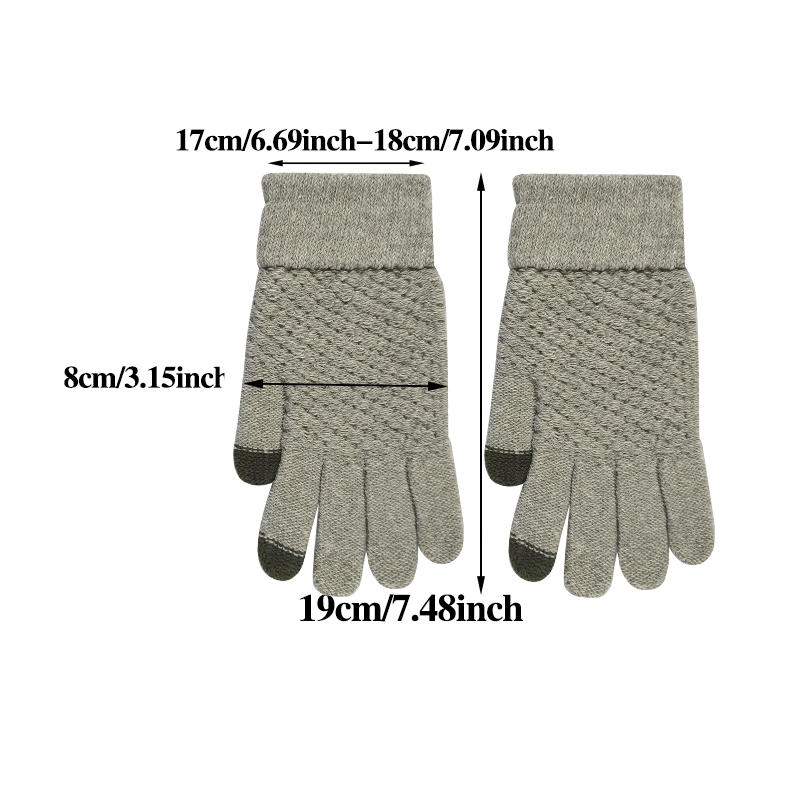 Women Fashion Winter Touch Screen Gloves Warm Stretch Knit Full Finger Mittens Crochet Thicken Gloves